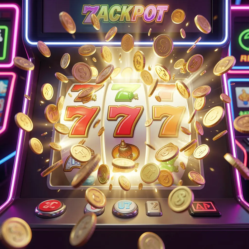 Golden slot machine showing triple seven with cascading coins highlighting premium slot action at PHMAGIC for players in the Philippines